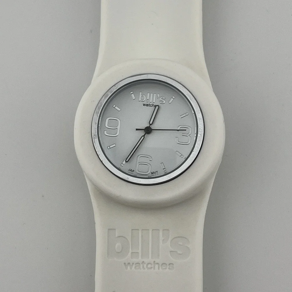 Bill's Watch Classic‎ Slap Band Unisex White- New Battery